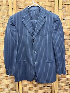 Versace Collection Navy Pinstripe Suit Jacket